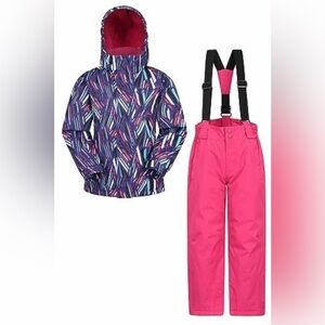 Girls Mountain Warehouse Snow Proof Two Piece Coat Bib Pants Ski Snowboard Suit